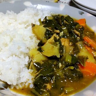 さば缶と大根の葉のカレー